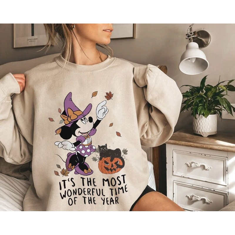 Disney Witch Minnie Halloween Shirt, It's The Most Wonderful Time of Year, Halloween Black Cat, Halloween Pumpkin Shirt, Women Fall Tee - 4.jpg