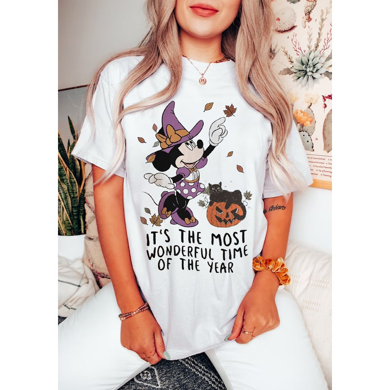 Disney Witch Minnie Halloween Shirt, It's The Most Wonderful Time of Year, Halloween Black Cat, Halloween Pumpkin Shirt, Women Fall Tee - 5.jpg