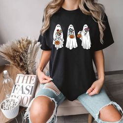 floral ghost shirt, halloween ghost sweatshirt, fall sweater, spooky s