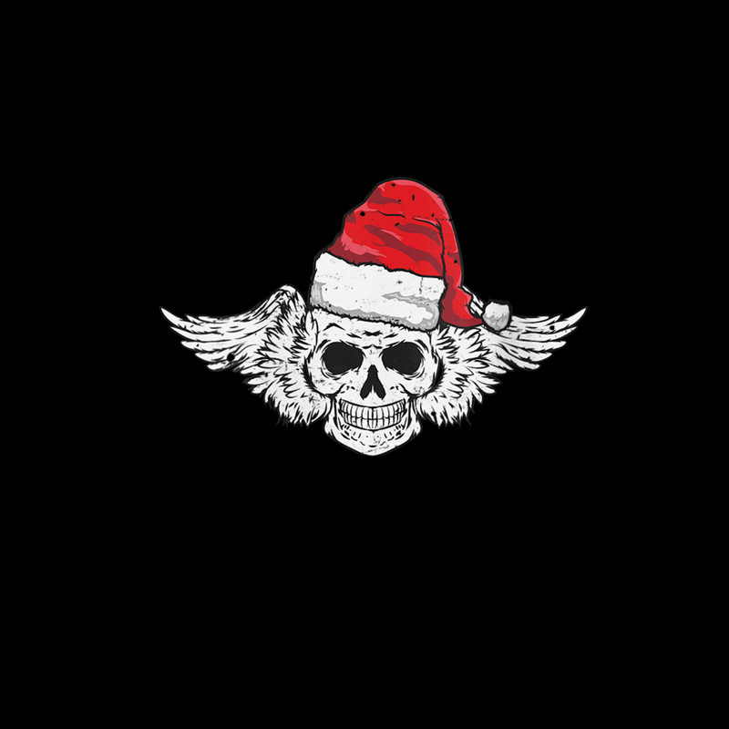 Womens Vintage Skull Wings Santa Hat Funny Christmas Xmas Gift V Neck 2.jpg