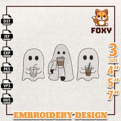 halloween movie cup embroidery design, cute ghost coffee cup halloween coffee embroidery file, instant download, hallowe