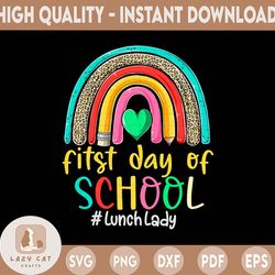 happy first day of school lunch lady leopard rainbow png teaching, teacher png, teacher life, teacher quote png, back