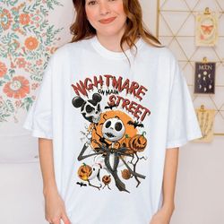 vintage the nightmare on main street halloween pumpkin shirt, disney h