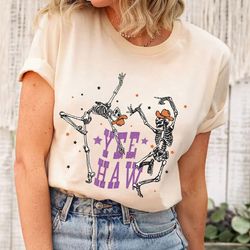 yee haw skeletons halloween shirt, spooky season shirt, yeehaw hallo
