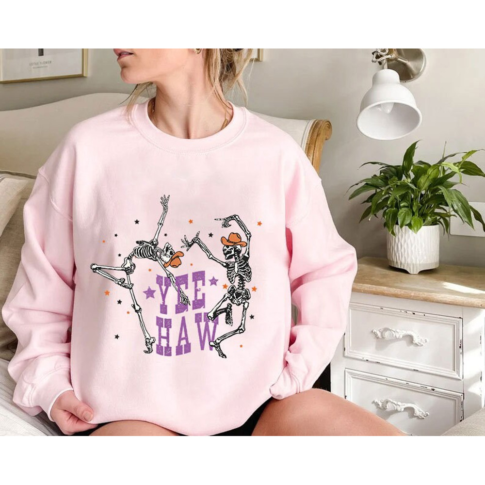 Yee Haw Skeletons Halloween Shirt, Spooky Season T-Shirt, Yeehaw Halloween Sweatshirt, Skeleton Dancing Tee, Boo Haw Western Shirt - 5.jpg