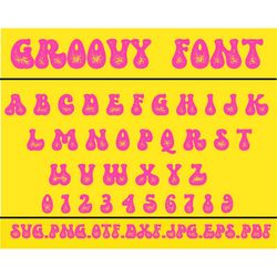groovy font svg, retro alphabet svg, vintage font svg, groovy alphabet svg, retro clipart, retro font svg, groovy clipar