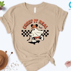 creep it real mickey ears shirt, creep it real shirt, vintage ghost halloween shirt, retro fall shirt, fall shirt, hallo