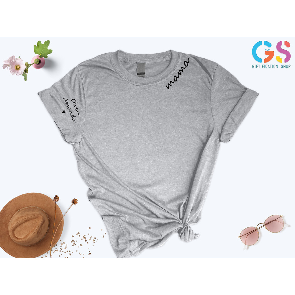 Custom Mama shirt, Mom Shirt with Kids Names, Kids Name On Sleeve, Collar Print Shirt, Gift For Mom, Mother's Day Gift, Mother Gifts - 3.jpg