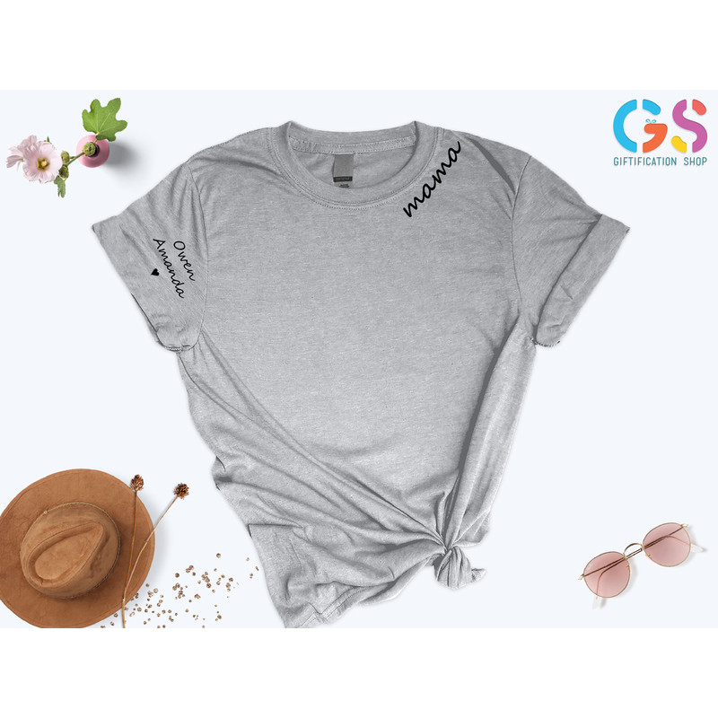 Custom Mama shirt, Mom Shirt with Kids Names, Kids Name On Sleeve, Collar Print Shirt, Gift For Mom, Mother's Day Gift, Mother Gifts - 3.jpg
