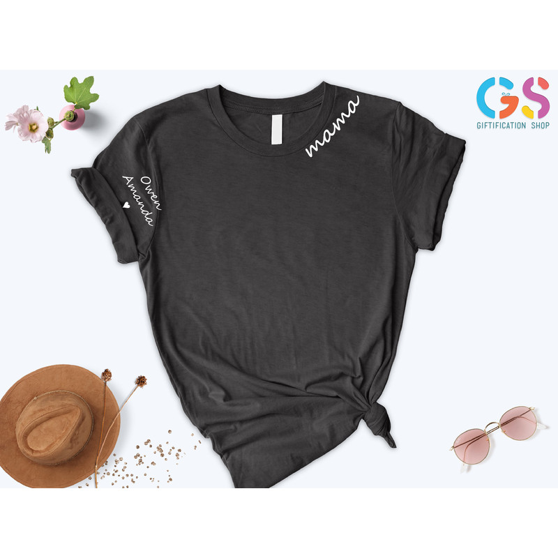 Custom Mama shirt, Mom Shirt with Kids Names, Kids Name On Sleeve, Collar Print Shirt, Gift For Mom, Mother's Day Gift, Mother Gifts - 5.jpg