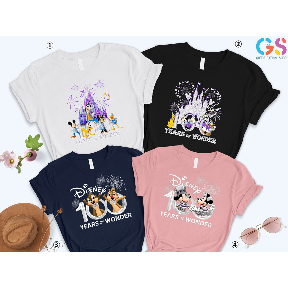 Disney100 Shirt, Disneyworld 100 years Of Wonder, 100th Anniversary Disneyland Shirt, Mickey And Friends, Chip And Dale, Mickey And Minnie - 1.jpg
