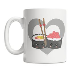 sushi heart mug | i love sushi mug | fun sushi rolls mug | sushi lover mug | cute sushi mug | cute sushi gift idea