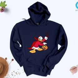donald duck halloween hoodie, devil donald sweatshirt, disneyland halloween hoodie, funny halloween sweatshirt, funny ha