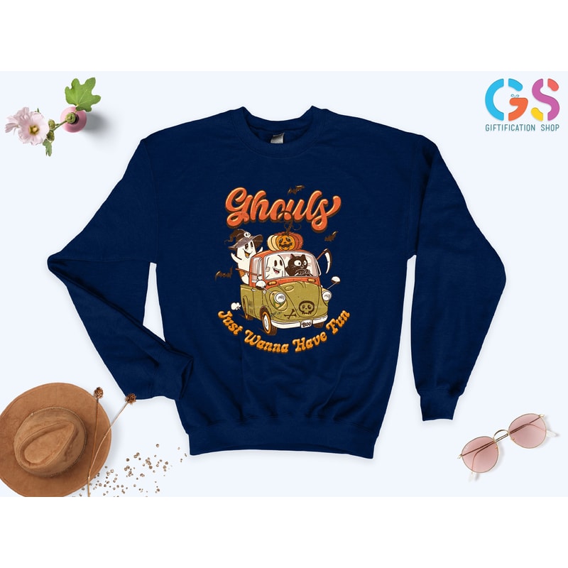 Ghouls Just Wanna Have Fun, Retro Ghost Sweatshirt, Vintage Halloween Sweatshirt, Retro Halloween Sweatshirt, Fall Sweatshirt, Women Hoodie - 6.jpg