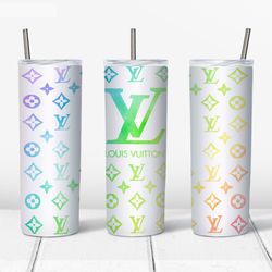 lv rainbow design for 20oz skinny tumbler png, louis vuitton tumbler tumbler wrap, lv tumbler, digital download