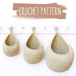 Crochet Pattern, Drop Basket pattern PDF, Storage basket for kitchen and bathroom, onion and garlic storage