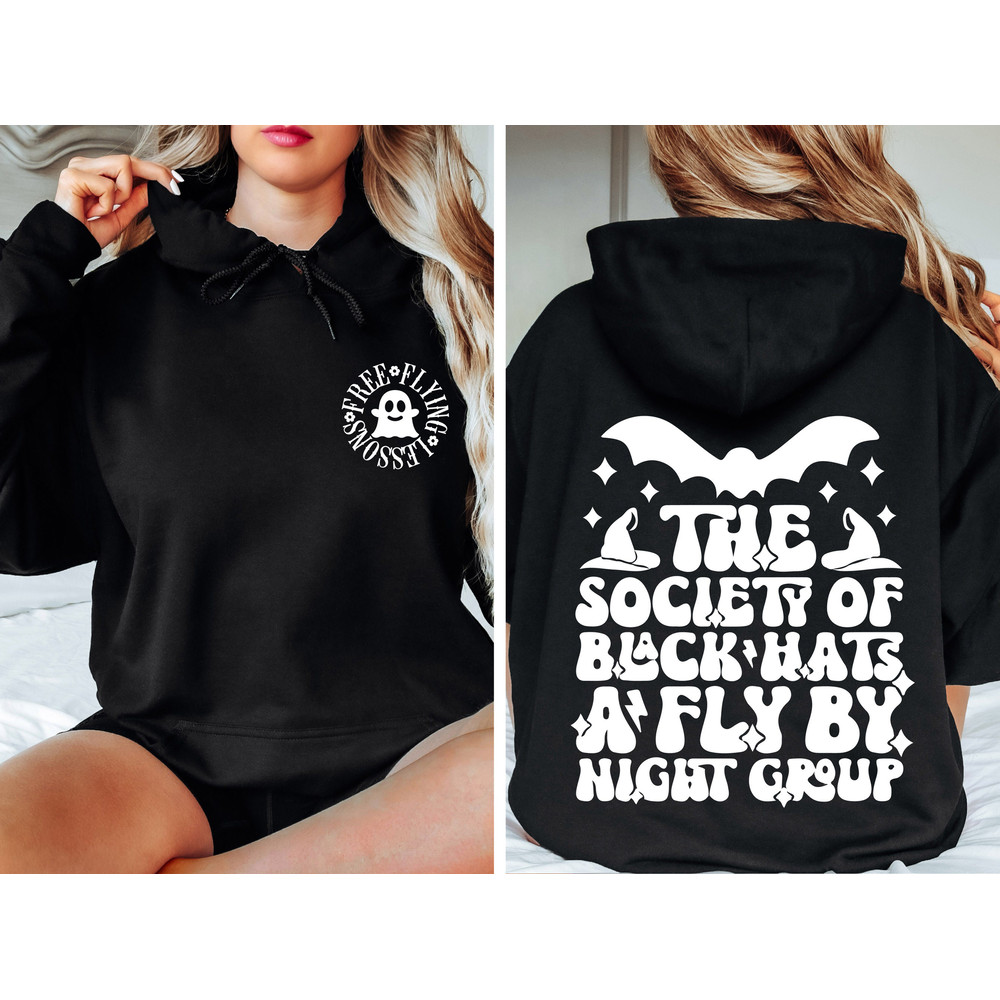 Society Black Hats a Fly by Night Group, Free Flying Lessons, Halloween Sweatshirts For Women, Bat Sweater Women, Fall Sweatshirt - 2.jpg
