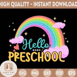 hello preschool rainbow png- preschool svg - back to school png - heart png - hello png