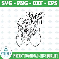 bella notte svg, lady and the tramp svg, lady svg, tramp svg, lady and the tramp cut file, disney svg, dog svg, funny sv