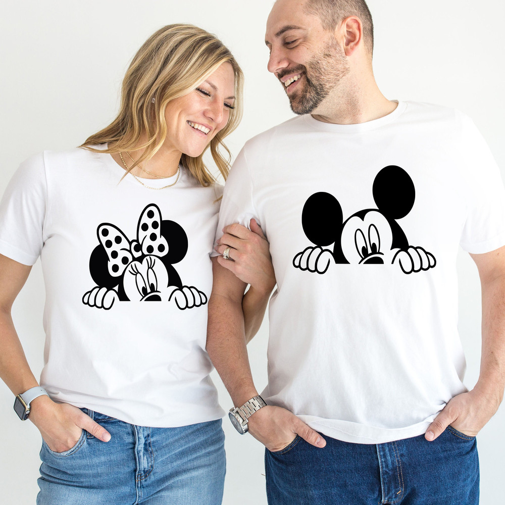 Mickey And Minnie Couple Shirts, Mickey and Minnie Matching Shirts,Peeking Mickey,Peeking Minnie,Mickey Shirt For Men,Minnie Shirt For Women - 1.jpg