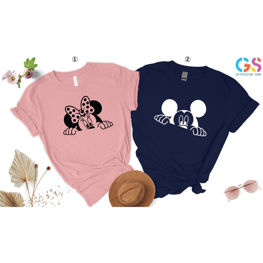 Mickey And Minnie Couple Shirts, Mickey and Minnie Matching Shirts,Peeking Mickey,Peeking Minnie,Mickey Shirt For Men,Minnie Shirt For Women - 2.jpg