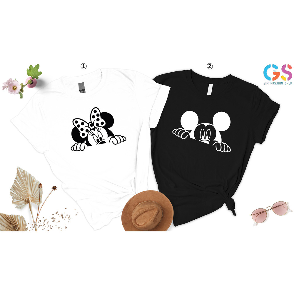 Mickey And Minnie Couple Shirts, Mickey and Minnie Matching Shirts,Peeking Mickey,Peeking Minnie,Mickey Shirt For Men,Minnie Shirt For Women - 3.jpg