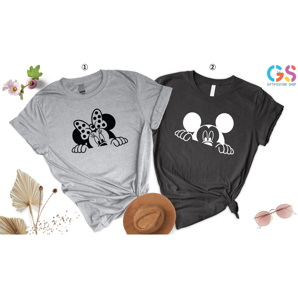 Mickey And Minnie Couple Shirts, Mickey and Minnie Matching Shirts,Peeking Mickey,Peeking Minnie,Mickey Shirt For Men,Minnie Shirt For Women - 4.jpg