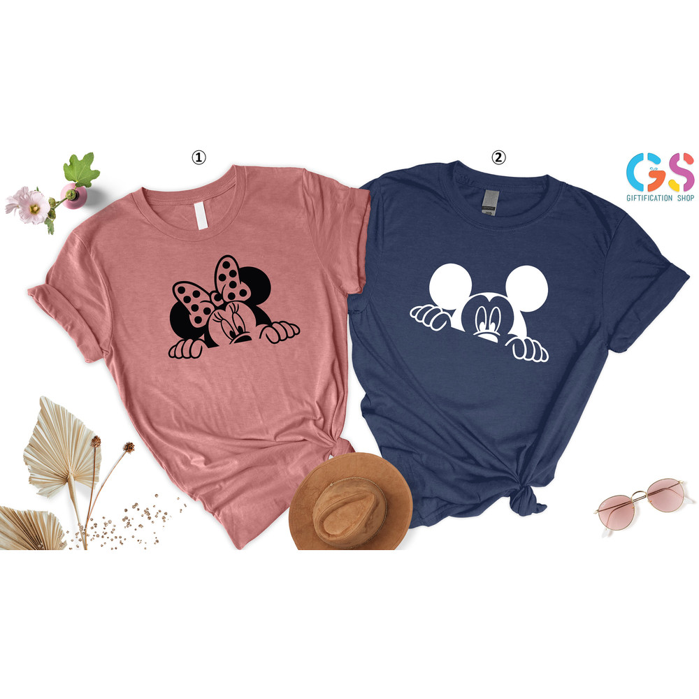 Mickey And Minnie Couple Shirts, Mickey and Minnie Matching Shirts,Peeking Mickey,Peeking Minnie,Mickey Shirt For Men,Minnie Shirt For Women - 5.jpg