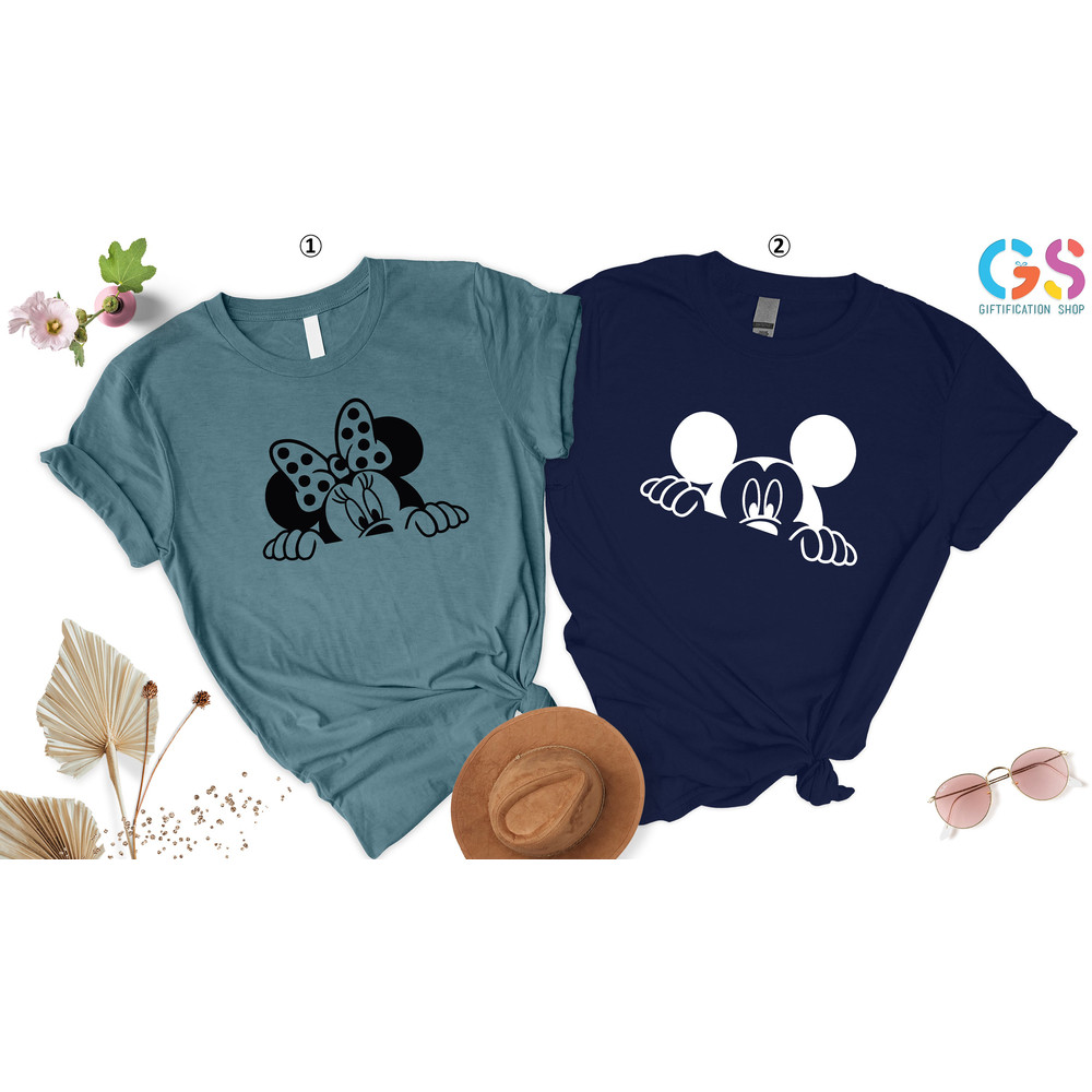 Mickey And Minnie Couple Shirts, Mickey and Minnie Matching Shirts,Peeking Mickey,Peeking Minnie,Mickey Shirt For Men,Minnie Shirt For Women - 7.jpg