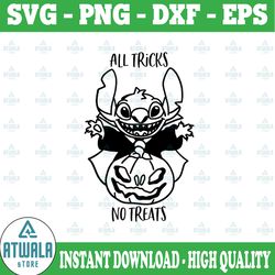 all tricks no treats, lilo and stitch movie svg,walt disney quotes svg, dxf,png, clipart, cricut, quotes, silhouette fil