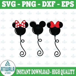 mickey mouse balloon svg, minnie mouse balloons svg, disney balloons svg, png, dxf, cricut, silhouette, cameo cut file,