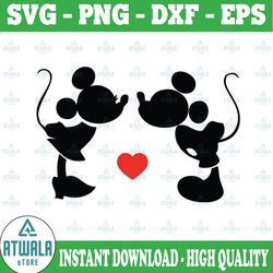 kiss mickey minnie svg, minnie mickey kiss svg , mouse svg, vinyl cut ,files,love svg, mickey svg,love svg, silhouette,c
