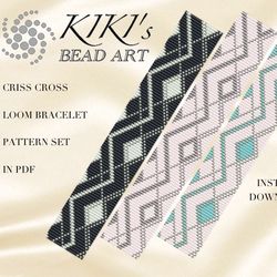 Loom bracelet pattern Criss cross geometric inspired Bead LOOM bracelet pattern in PDF - instant download