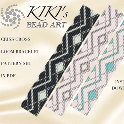 loom bracelet pattern criss cross geometric inspired bead loom bracelet pattern in pdf - instant download