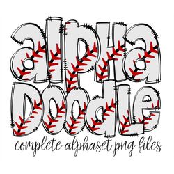 baseball alphabet letters png bundle, baseball sports doodle letters, hand drawn alphabet doodle, sublimation alpha set