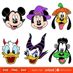 Halloween Disney Friends Bundle Svg, Mickey & Minnie Svg, Halloween Svg, Disney Svg, Cricut, Silhouette Vector Cut File