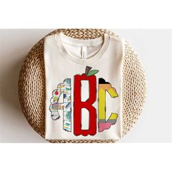 back to school monogram letters, teacher sublimation png elements hand drawn doodle alpha bundle, sublimation font png,