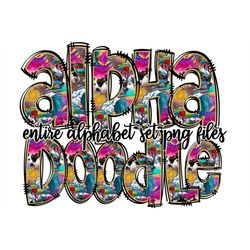 summer alphabet letters png bundle,  beach tie dye doodle letters, hand drawn alphabet doodle, sublimation alpha set des