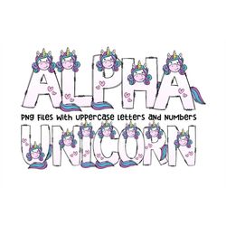 unicorn alphabet letters png bundle, unicorn doodle letters, hand drawn alphabet doodle, sublimation little girls alpha