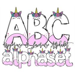 unicorn alphabet letters png bundle, unicorn doodle letters, hand drawn alphabet doodle, sublimation girls alpha set des