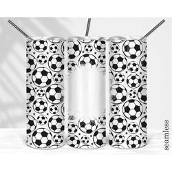 seamless soccer ball print sublimation tumbler design - 20oz skinny tumbler wraps template - png - 20oz straight tumbler