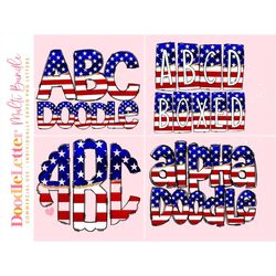 usa gold glitter flag mega doodle letter bundle, alphabet set, clip art letters, doodle monogram bundles png