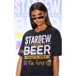 stardew valley - stardew valley and beer that's why i'm here, vintage looking pierre's general tees, retro vintage pixel