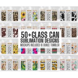 50 mega bundle 16oz libbey glass can tumbler seamless sublimation designs, glass can wrap png, libbey can template, 16oz