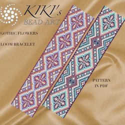 loom bracelet pattern gothic flowers bead loom pattern for bracelet design in pdf - instant download