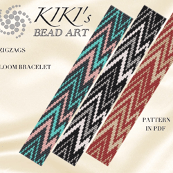Loom bracelet pattern Zigzags geometric inspired Bead LOOM bracelet pattern design in PDF - instant download
