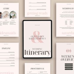 Wedding Weekend Itinerary Template, 45 pages, Wedding Planner Guide, Printable Editable Timeline Event Schedule, Canva