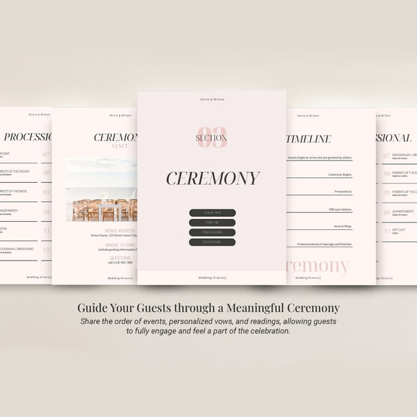 Wedding Weekend Itinerary Template, 45 pages, Wedding Planne Inspire