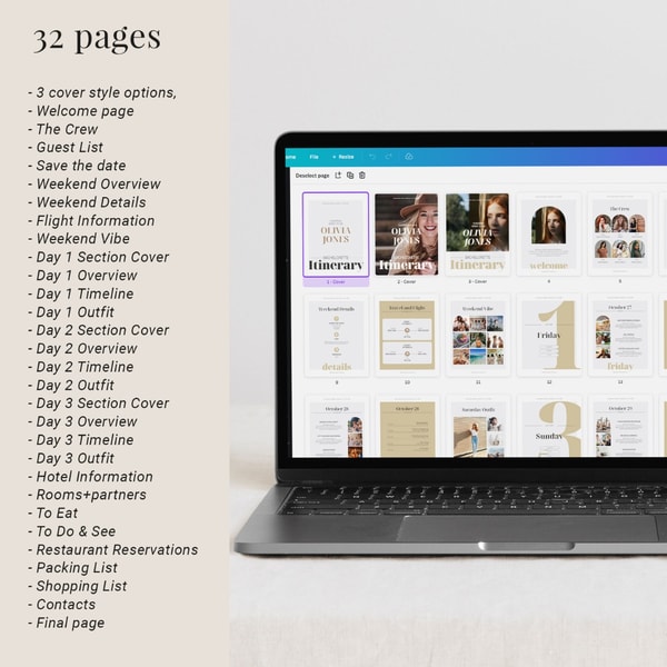 Bachelorette Itinerary Template, 30 pages Bachelorette Weeke Inspire