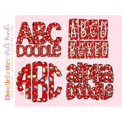 red christmas lights mega doodle letter bundle, alphabet set, clip art letters, doodle monogram bundles png